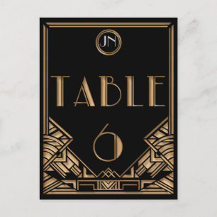 Black Guld Art Deco Gatsby Stil Bordsnummer 6