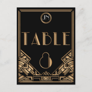 Black Guld Art Deco Gatsby Stil Bordsnummer 8
