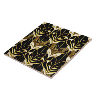 Black Guld Art Deco Modern samling Kakelplatta