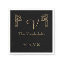 Black Guld Art Deco Peacock Bröllop