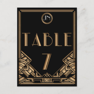 Black Guld Art Deco Stil Bordsnummer 7