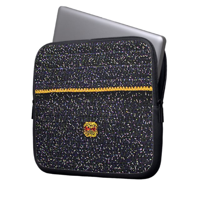 Black Guld Artisan Crochet Print Electronics Bag Laptop Fodral (Framsidan Vänster)