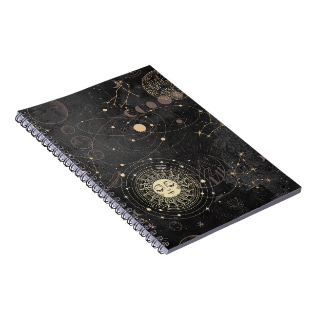 Black Guld Astrological Mönster Anteckningsbok (Högra Sidan)