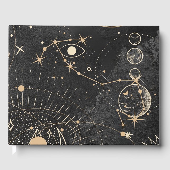 Black Guld Astrological Mönster Gästböcker (Framsida)