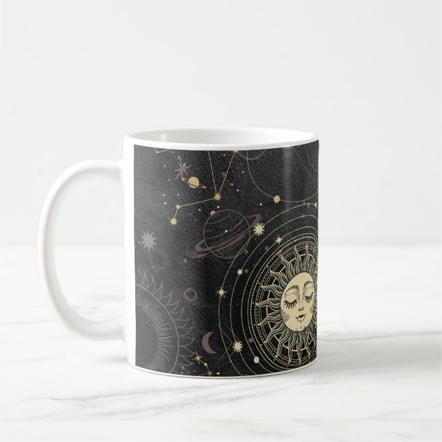 Black Guld Astrological Mönster Kaffemugg (Vänster)