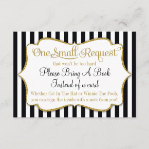 Black Guld Baby Shower Bok Card ger en Bok Boy Tilläggskort