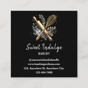 Black Guld Baking Utensil Square Bakery Fyrkantigt Visitkort