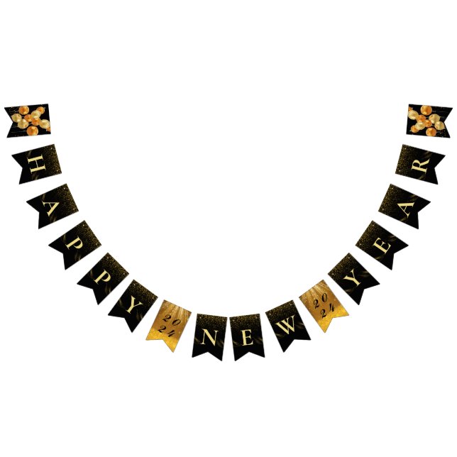 Black Guld Balloon Gott nytt år Party Vimplar (Alla)