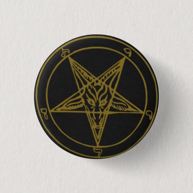 Black/Guld Baphomet Stift Knapp (Framsida)