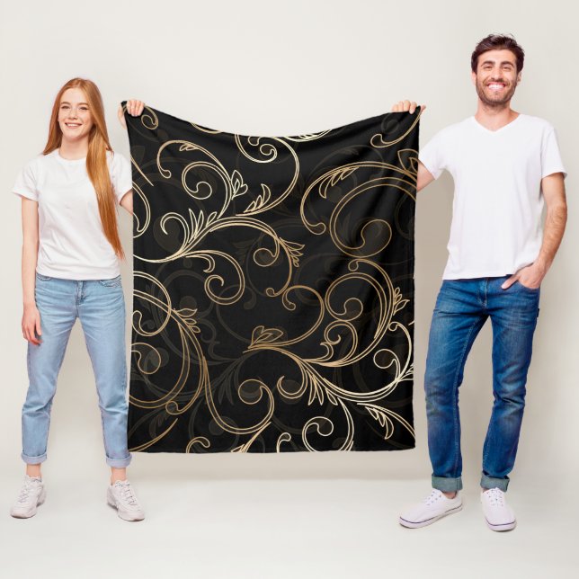 Black Guld Baroque Fleece Blanket (På plats)