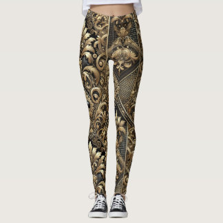 Black & Guld Baroque Luxe Leggings