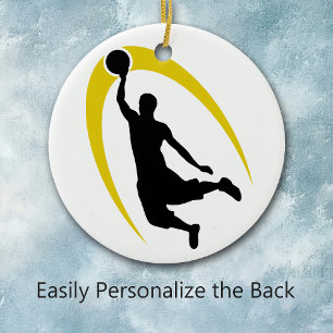 Black Guld Basketball Logotyp Personlig Julgransprydnad Keramik