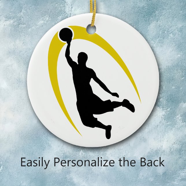 Black Guld Basketball Logotyp Personlig Julgransprydnad Keramik (Skapare uppladdad)