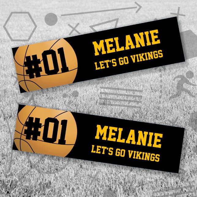 Black Guld Basketball Team Bildekal (Black and Gold Baseball Let's Go Team Bumper Sticker. Celebrate your high school or college athlete.)