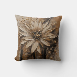 Black Guld Beige Blommigt Kudde