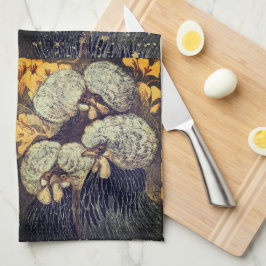 Black Guld Birds Mönster Rustic Kitchen Towels Kökshandduk