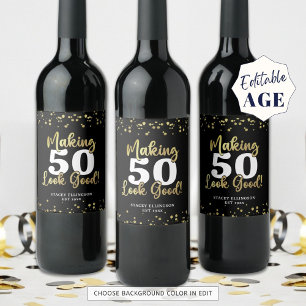 Black Guld Birthday Skapar AGE Se Bra Vinflaska Etikett