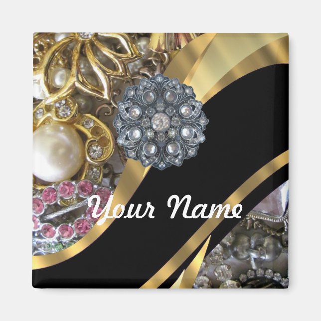 Black & guld bling magnet (Framsidan)