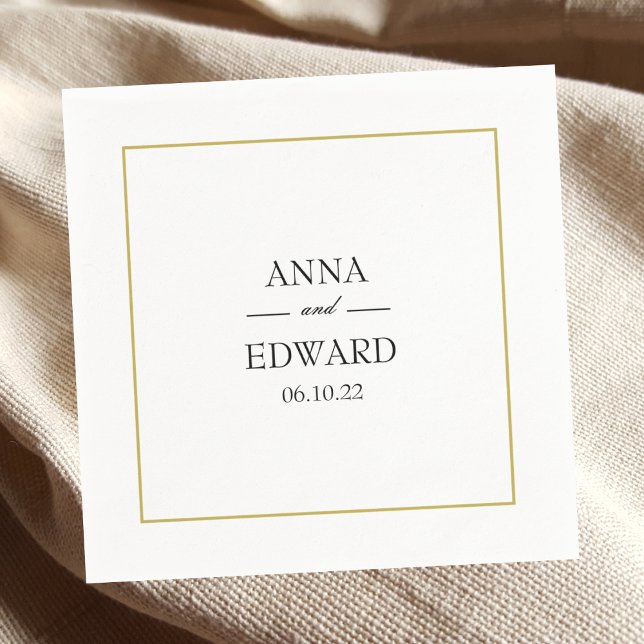 Black Guld Block Bride and Groom Bröllop Napkins Pappersservett (Skapare uppladdad)