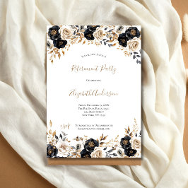 Black Guld Blommigt Elegant Pension Party Hennes  Inbjudningar