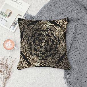 Black & Guld Blommigt Mandala BeSnygg Snyggt Chic Kudde