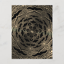 Black & Guld Blommigt Mandala BeSnygg Snyggt Chic Vykort