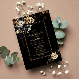 Black Guld Blommigt Möhippa Inbjudningar