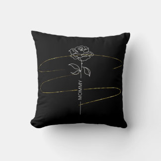Black & Guld Blommigt Pillow - Snyggt Mamma Décor Kudde
