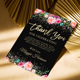 Black Guld Blommigt Surprise Pension Party Tack Kort