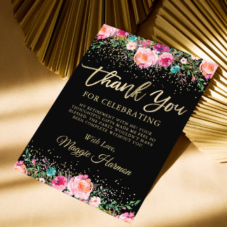 Black Guld Blommigt Surprise Pension Party Tack Kort