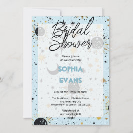 Black Guld Blue Celestial Möhippa Inbjudningar