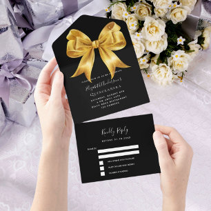 Black guld bow Quinceanera osa