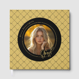 Black Guld Bows Elegant Modern Photo Grad Gästböcker