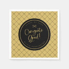 Black Guld Bows Gratulerar Grad Studentfest Pappersservett