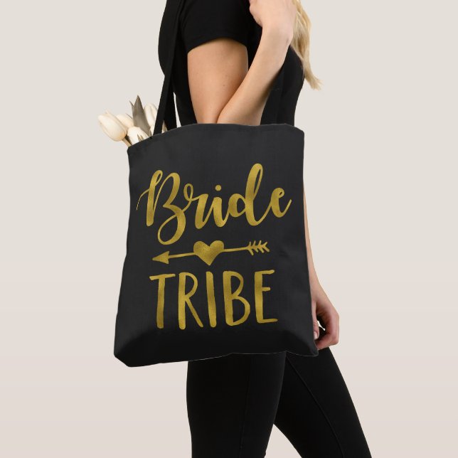 Black Guld Bride Tribe Bachelorette Party Favor Tygkasse (Närbild)