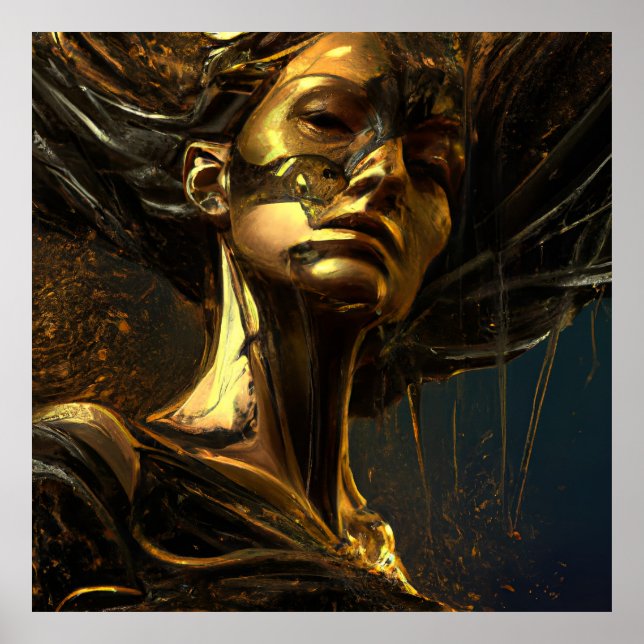 Black guld bronze Women staty fantasy Poster (Framsidan)