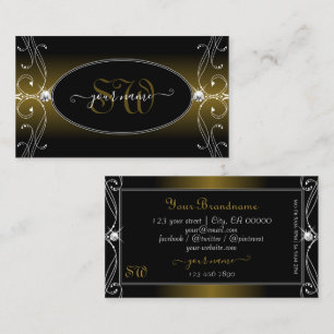 Black Guld Brown Ornate Gnistra Diamonds Initialer Visitkort