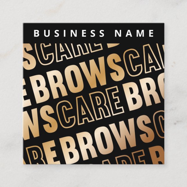 Black Guld Brows Aftercare PMU Brow Instructions Fyrkantigt Visitkort (Framsida)