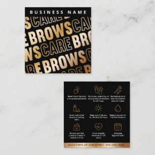 Black Guld Brows Aftercare PMU Brow Instructions Fyrkantigt Visitkort