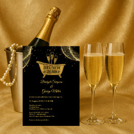 Black Guld Brunch & Bubly Bröllop Inbjudningar