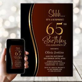 Black Guld Burnt Orange Surprise 65e Birthday Inbjudningar