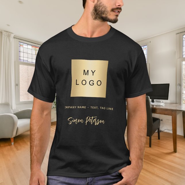 Black guld business logotyp namn namnteckning golf t shirt (Skapare uppladdad)