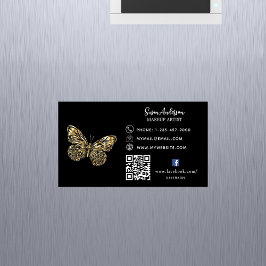 Black guld butterfly QR-kod Facebook Magnetiska Visitkort