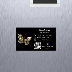 Black guld butterfly QR-kod Facebook Magnetiska Visitkort