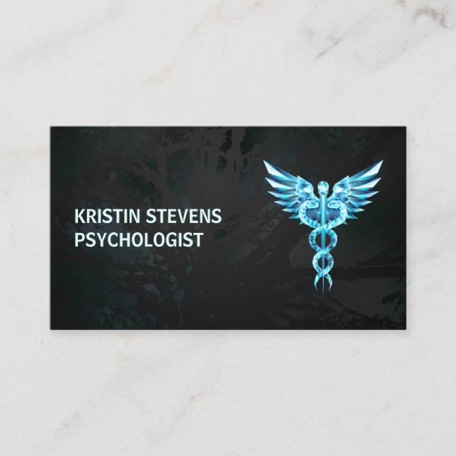 Black Guld Caduceus Symbol Medical Visitkort (Framsida)