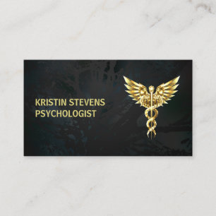 Black Guld Caduceus Symbol Medical Visitkort