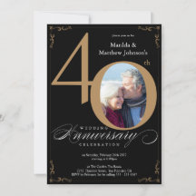 Black Guld Calligraphy 40:e Bröllop-årsdagen