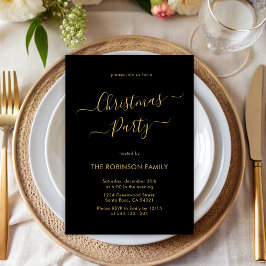 Black Guld Calligraphy Helgdag jul Party Inbjudningar