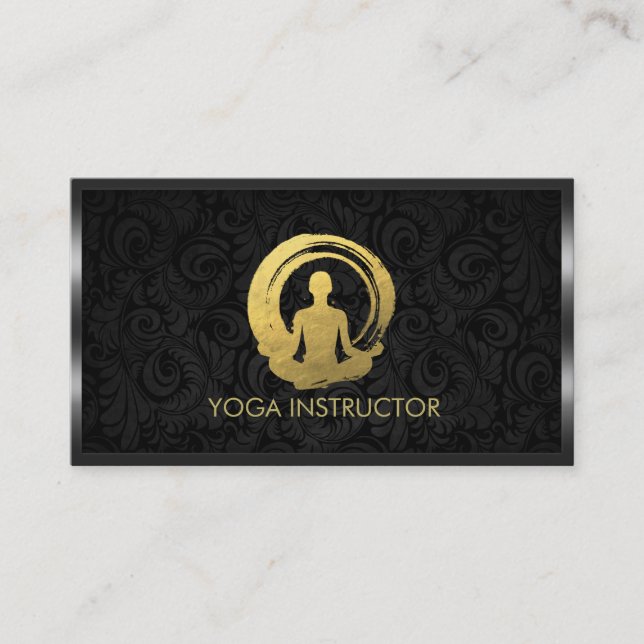 Black Guld Calligraphy Yoga Meditation ZEN Symbol Visitkort (Framsida)