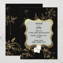 Black & Guld Candle Halloween fest Inbjudningar